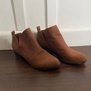 Lucky Brand Brown Leather Ankle Side Slit Booties Size 8.5